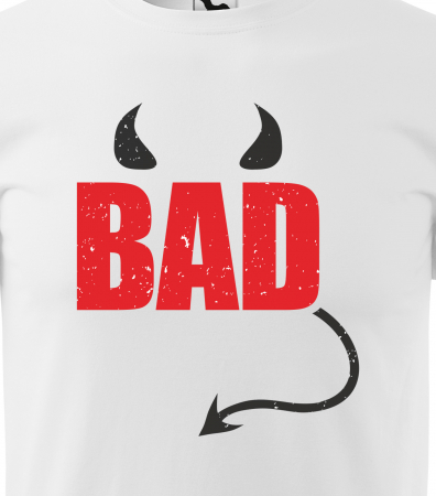 Tricou alb/negru cu mesaj, Bad Devil [1]