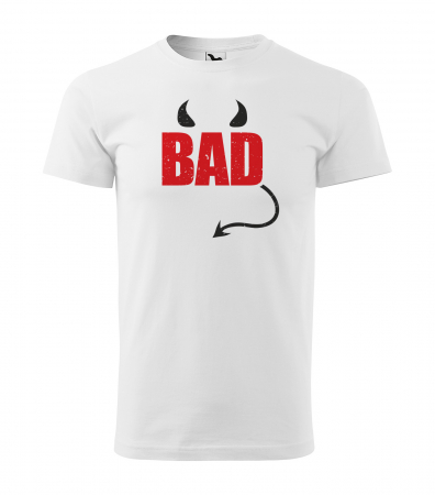 Tricouri cu mesaj - Tricou alb/negru cu mesaj, Bad Devil