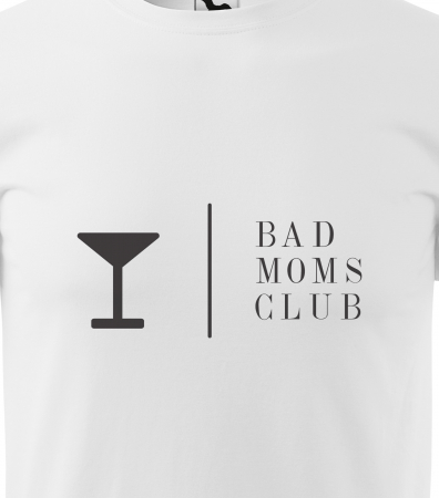 Tricou alb/negru cu mesaj, Bad Moms Club [1]