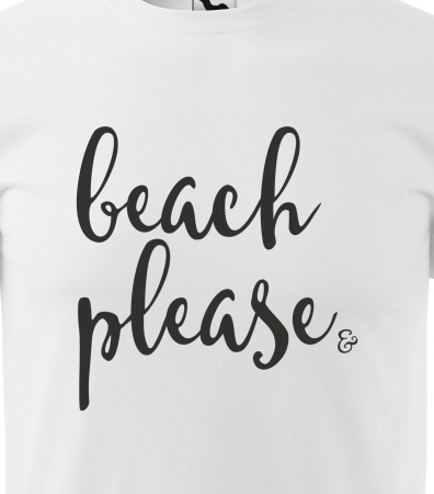Tricou alb/negru cu mesaj, Beach Please [1]