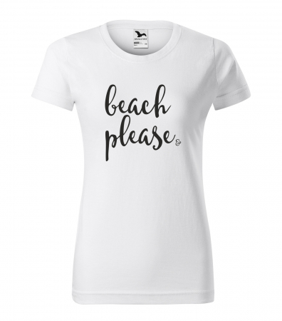 Mesaje haioase - Tricou alb/negru cu mesaj, Beach Please