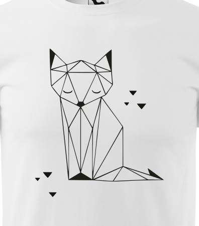 Tricou alb/negru cu mesaj, Cat Drawing [1]