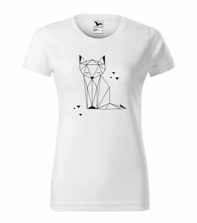 Mesaje animale - Tricou alb/negru cu mesaj, Cat Drawing