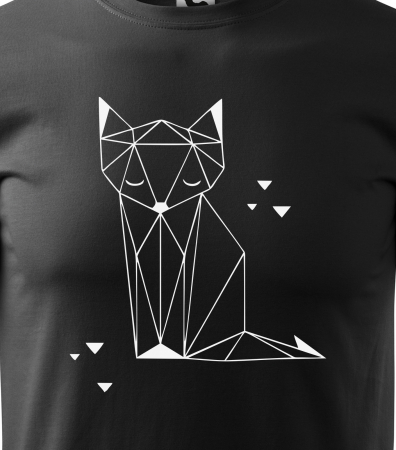 Tricou alb/negru cu mesaj, Cat Drawing [1]