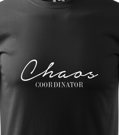 Tricou alb/negru cu mesaj, Chaos Coordinator [1]