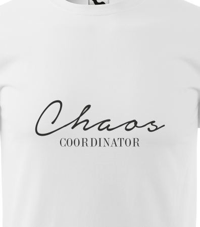 Tricou alb/negru cu mesaj, Chaos Coordinator [1]
