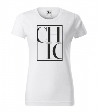 Mesaje fashion - Tricou alb/negru cu mesaj, CHIC
