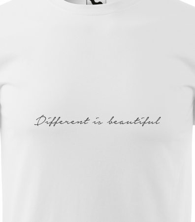 Tricou alb/negru cu mesaj, Different is Beautiful [1]