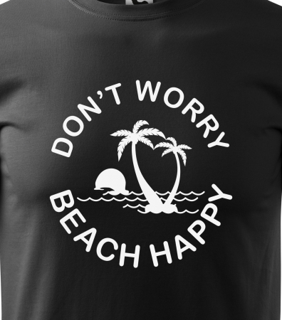 Tricou alb/negru cu mesaj, Dont Worry, Beach Happy [1]