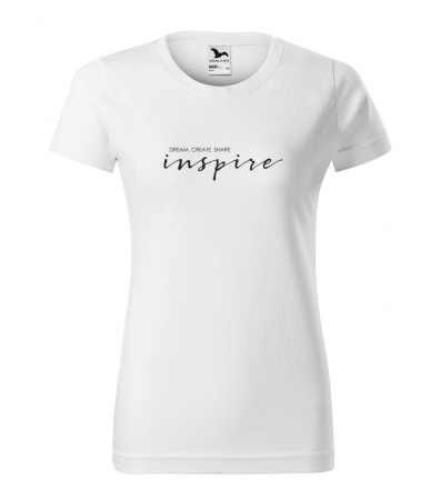 Mesaje motivationale - Tricou alb/negru cu mesaj, Dream, Create, Share. Inspire