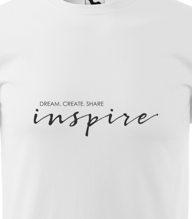 Tricou alb/negru cu mesaj, Dream, Create, Share. Inspire [1]