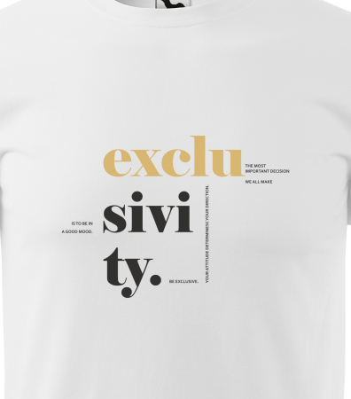 Tricou alb/negru cu mesaj, Exclusivity [1]