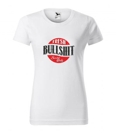 Mesaje sarcastice - Tricou alb/negru cu mesaj, Fresh Bullshit Served Daily