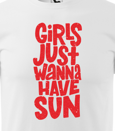 Tricou alb/negru cu mesaj, Girls Just Wanna Have Sun [1]
