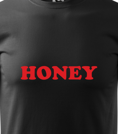 Tricou alb/negru cu mesaj, Honey [1]