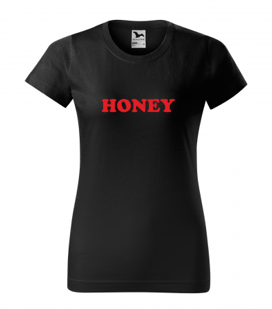 Tricouri cu mesaj - Tricou alb/negru cu mesaj, Honey