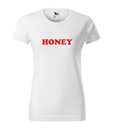 Mesaje de dragoste - Tricou alb/negru cu mesaj, Honey