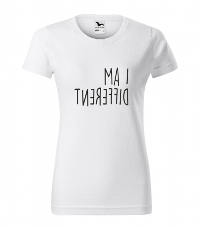 Mesaje motivationale - Tricou alb/negru cu mesaj, I Am Different