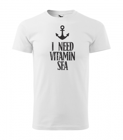 Mesaje inteligente - Tricou alb/negru cu mesaj, I Need Vitamin Sea