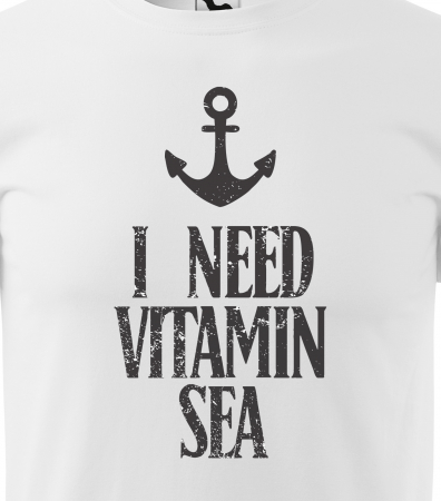 Tricou alb/negru cu mesaj, I Need Vitamin Sea [1]