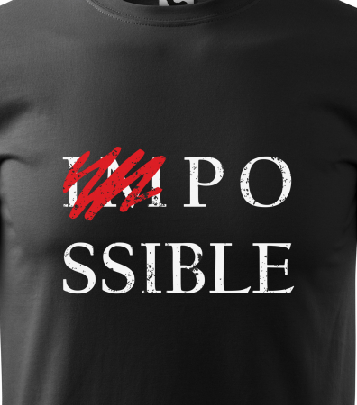 Tricou alb/negru cu mesaj, IM-Possible [1]