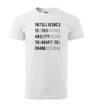 Mesaje inteligente - Tricou alb/negru cu mesaj, Intelligence Is The...