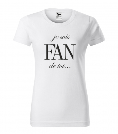 Tricouri cu mesaj - Tricou alb/negru cu mesaj, Je Suis Fan de Toi