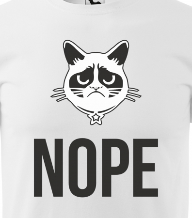 Tricou alb/negru cu mesaj, Kitty Nope [1]