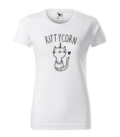 Mesaje animale - Tricou alb/negru cu mesaj, KittyCorn