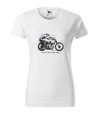 Mesaje haioase - Tricou alb/negru cu mesaj, Lets Go Kill Some Bugs