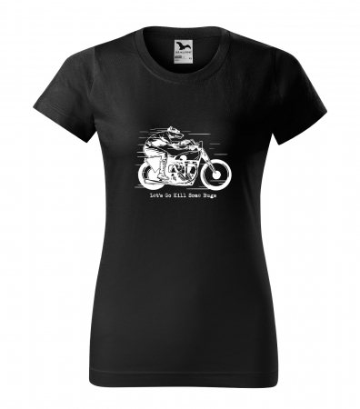 Mesaje haioase - Tricou alb/negru cu mesaj, Lets Go Kill Some Bugs
