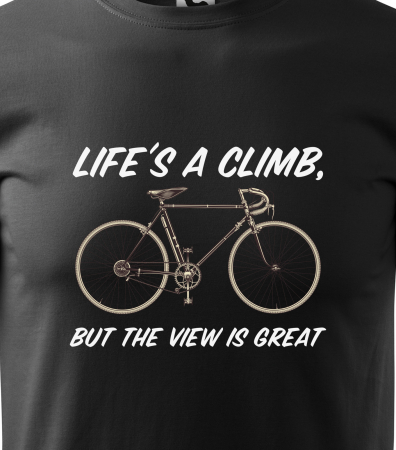 Tricou alb/negru cu mesaj, Life is a Climb With a View [1]