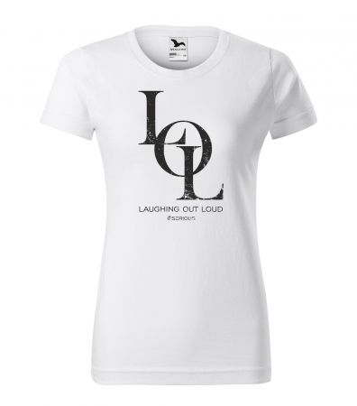 Mesaje sarcastice - Tricou alb/negru cu mesaj, LOL Laughing Out Loud