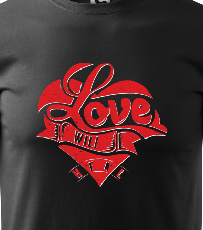 Tricou alb/negru cu mesaj, Love Will Heal [1]