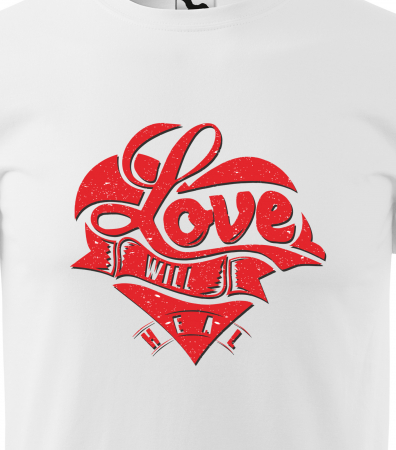 Tricou alb/negru cu mesaj, Love Will Heal [1]