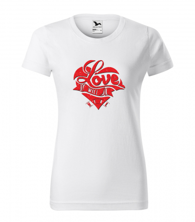 Mesaje de dragoste - Tricou alb/negru cu mesaj, Love Will Heal