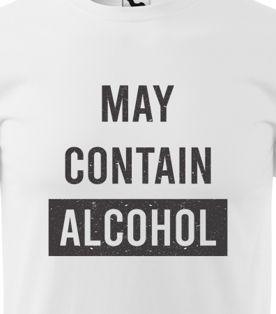 Tricou alb/negru cu mesaj, May Contain Alcohol [1]