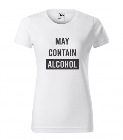 Mesaje petrecere - Tricou alb/negru cu mesaj, May Contain Alcohol