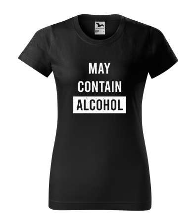 Mesaje petrecere - Tricou alb/negru cu mesaj, May Contain Alcohol