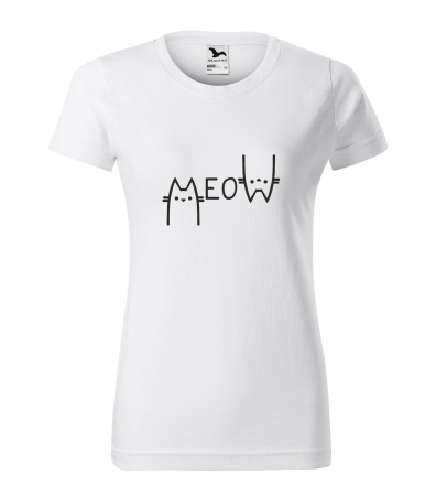 Mesaje animale - Tricou alb/negru cu mesaj, Meow