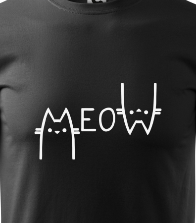 Tricou alb/negru cu mesaj, Meow [1]
