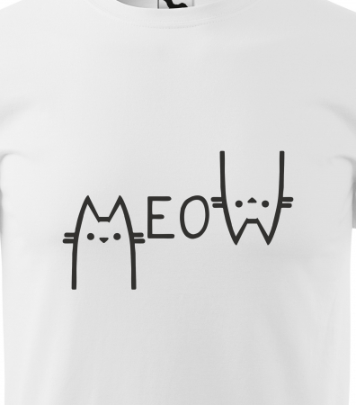 Tricou alb/negru cu mesaj, Meow [1]