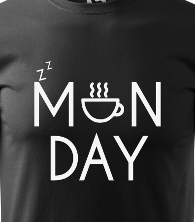 Tricou alb/negru cu mesaj, Monday [1]