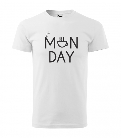 Mesaje inteligente - Tricou alb/negru cu mesaj, Monday