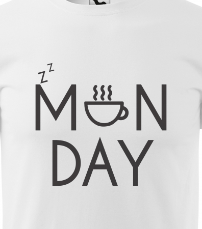 Tricou alb/negru cu mesaj, Monday [1]