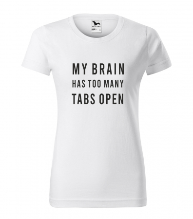 Mesaje inteligente - Tricou alb/negru cu mesaj, My Brain Has too Many Tabs Open