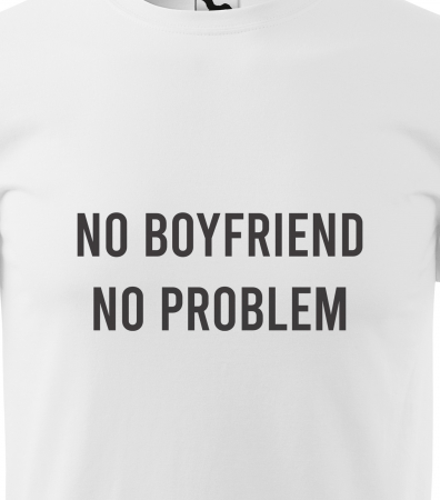 Tricou alb/negru cu mesaj, NO Boyfriend. NO Problem [1]