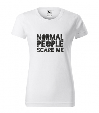 Mesaje inteligente - Tricou alb/negru cu mesaj, Normal People Scare Me