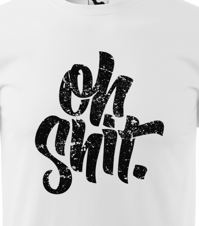 Tricou alb/negru cu mesaj, Oh. Shit! [1]