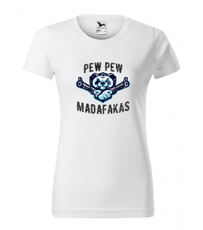 Mesaje haioase - Tricou alb/negru cu mesaj, Pew Pew. Madafakas